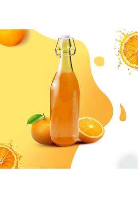 AGARO Elegant Flip Top Glass Bottle Transparent | 1 L | 1.1 Qt | Leak Proof
