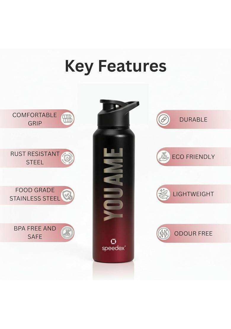 Speedex Engraved Name Stainless Steel Sipper Water Bottle | 1 L | 1.1 Qt - Indya