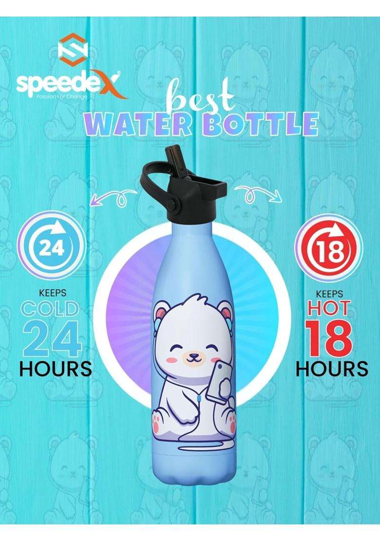 Speedex Milo Kids Stainless Steel Customized Water Bottle | 500 ml | 16.9 fl oz | BPA Free | Leak Proof - Indya