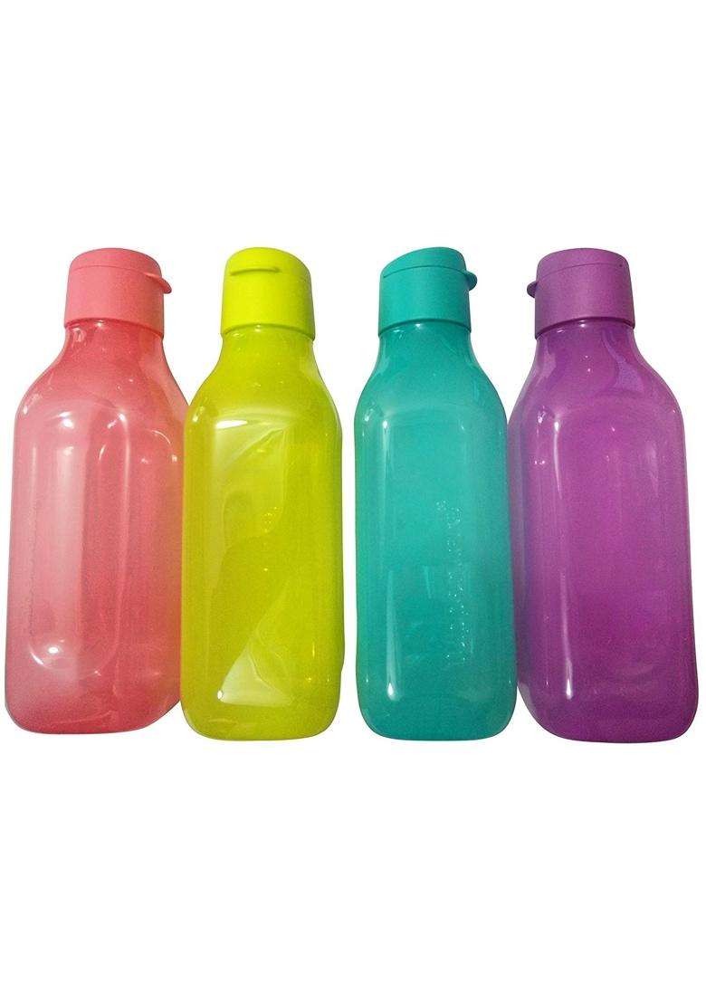 Tupperware Aquasafe Square FlipTop Water Bottle | 1 L | 1.1 Qt | 4-Piece Set | BPA Free | Food Safe - Indya