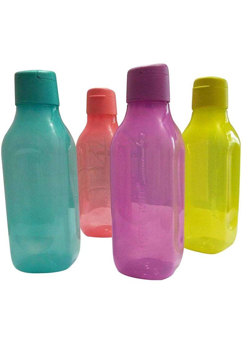 Tupperware Aquasafe Square FlipTop Water Bottle | 1 L | 1.1 Qt | 4-Piece Set | BPA Free | Food Safe - Indya