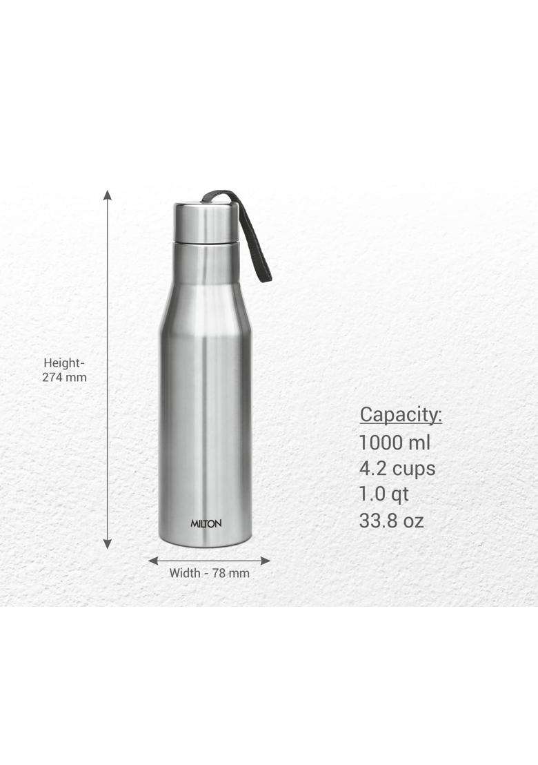 MILTON Super 1000 Stainless Steel Water Bottle | 1 L | 1.1 Qt | BPA Free | Leak Proof | Rust Resistant - Indya
