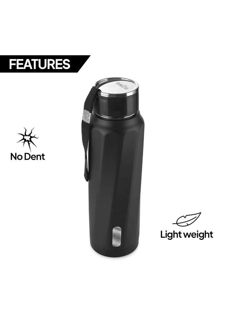 CELLO Puro Steel-X Turbo 600 Inner Steel Insulated Water Bottle | 500 ml | 16.9 fl oz | BPA Free | Leak Proof | Food Safe - Indya