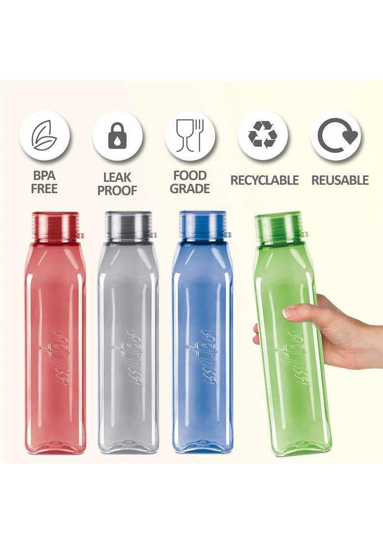 MILTON Prime Water Bottles | 1 L | 1.1 Qt | Pack of 5 | BPA Free | Leak Proof | Food Safe - Indya