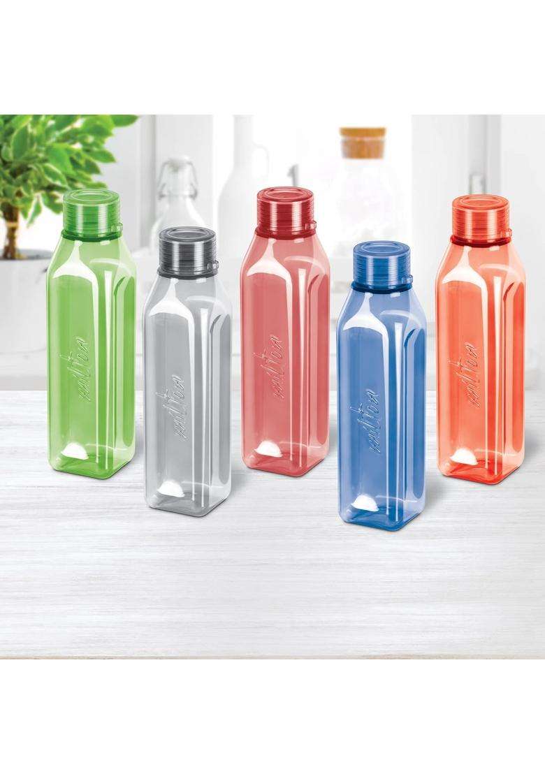 MILTON Prime Water Bottles | 1 L | 1.1 Qt | Pack of 5 | BPA Free | Leak Proof | Food Safe - Indya