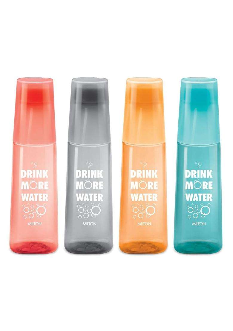 MILTON KIP SIP Water Bottles with Drinking Glass Lid | 1 L | 1.1 Qt | Pack of 4 | BPA Free | Leak Proof - Indya