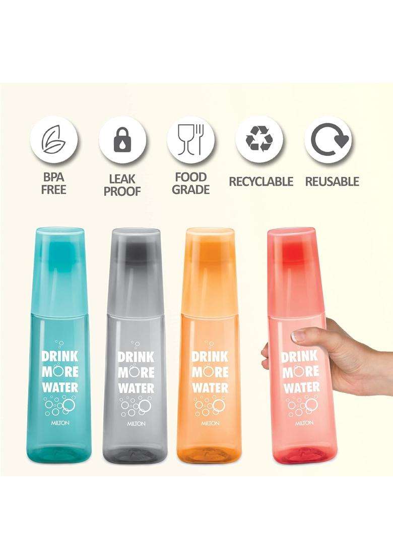 MILTON KIP SIP Water Bottles with Drinking Glass Lid | 1 L | 1.1 Qt | Pack of 4 | BPA Free | Leak Proof - Indya