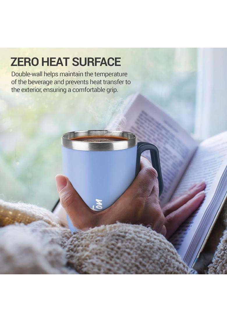 MILTON Cool Touch Coastal Coffee Mug 350 Double Walled Inner Stainless Steel Tea Mug | 300 ml | 10.1 fl oz - Indya