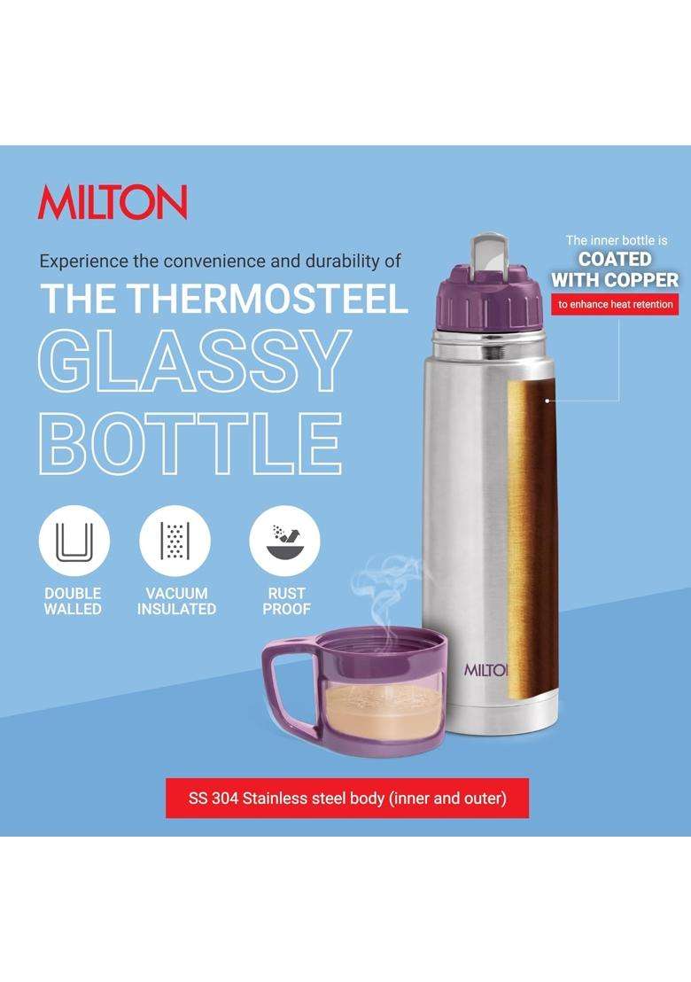 MILTON Glassy 1000 Thermosteel Water Bottle | 1 L | 1.1 Qt | Insulated - Indya