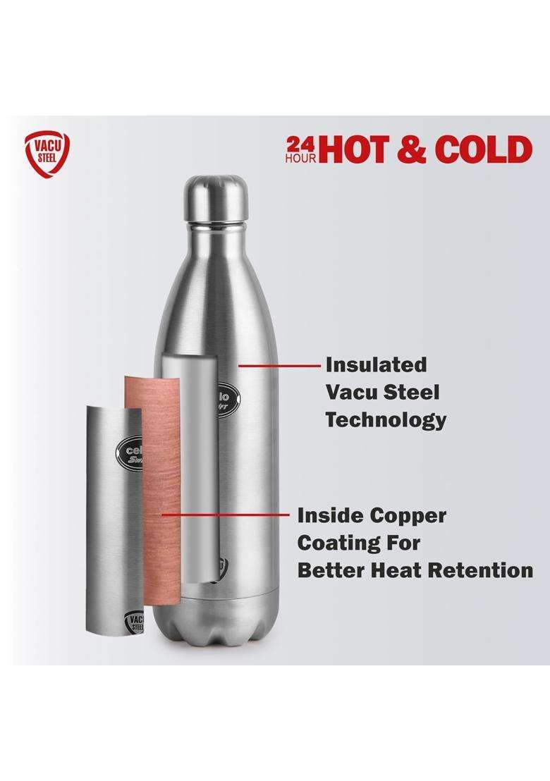 CELLO Swift Stainless Steel Hot and Cold Water Bottle Silver | 2000 ml | 67.6 fl oz | Leak Proof | Insulated - Indya