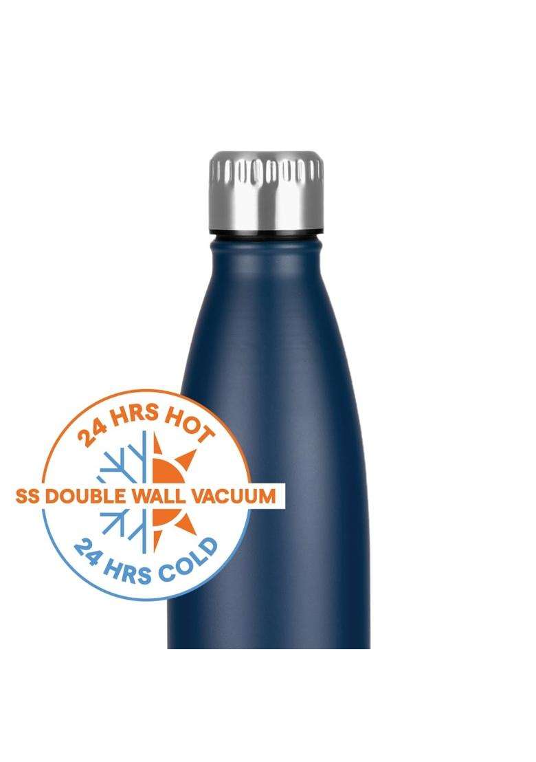 Borosil Hydra Bolt Matte Blue Stainless Steel Water Bottle | 1 L | 1.1 Qt | Insulated - Indya