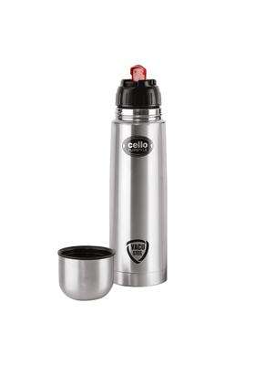 CELLO Flipstyle Stainless Steel Hot and Cold Water Bottle Silver | 1000 ml | 33.8 fl oz | Leak Proof | Insulated