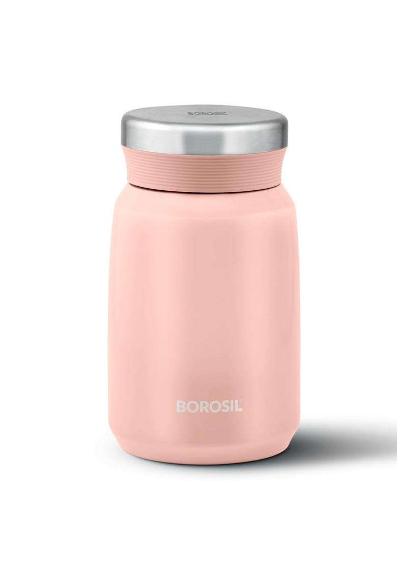 Borosil CarryMate Stainless Steel Jar with Lid | 500 ml | 16.9 fl oz | Leak Proof | Insulated - Indya