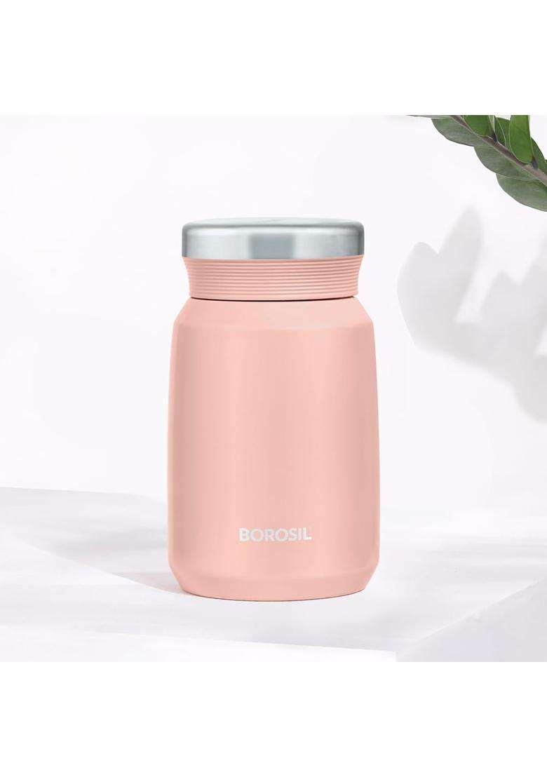 Borosil CarryMate Stainless Steel Jar with Lid | 500 ml | 16.9 fl oz | Leak Proof | Insulated - Indya