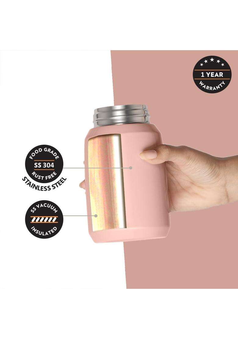 Borosil CarryMate Stainless Steel Jar with Lid | 500 ml | 16.9 fl oz | Leak Proof | Insulated - Indya