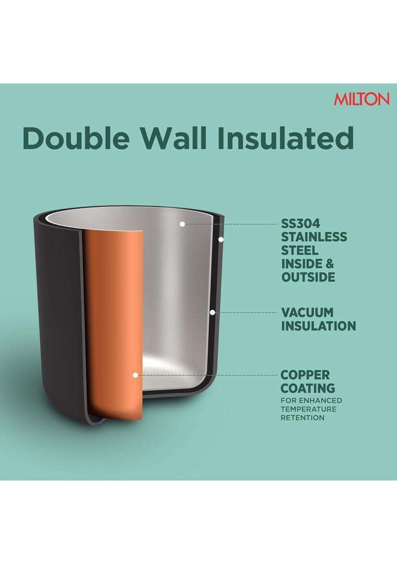 MILTON Duo DLX 350 Thermosteel Water Bottle | 350 ml | 11.8 fl oz | Leak Proof | Insulated - Indya