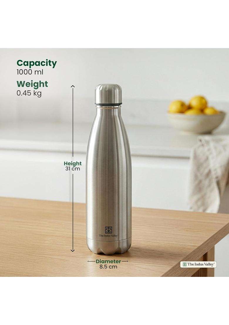 The Indus Valley Stainless Steel Vacuum Insulated Cola Water Bottle | 1 L | 1.1 Qt | Leak Proof | Rust Resistant - Indya