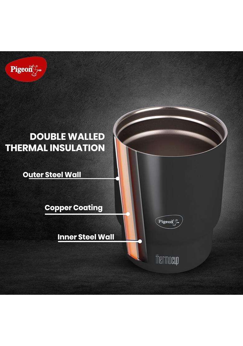 Pigeon Thermocup Stainless Steel Vacuum Insulated Coffee Cup Tumbler for Hot and Cold | 350 ml | 11.8 fl oz | BPA Free | Leak Proof - Indya