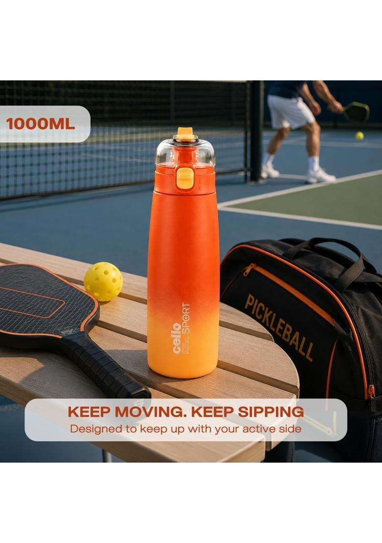CELLO Nova Hot and Cold Stainless Steel Flask for Office Orange | 1000 ml | 33.8 fl oz | Leak Proof | Insulated - Indya