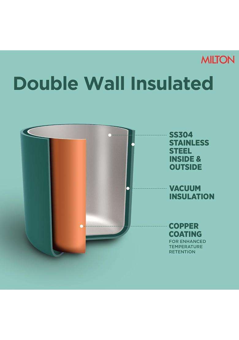 MILTON Duo DLX 350 Thermosteel Water Bottle | 350 ml | 11.8 fl oz | Leak Proof | Insulated - Indya