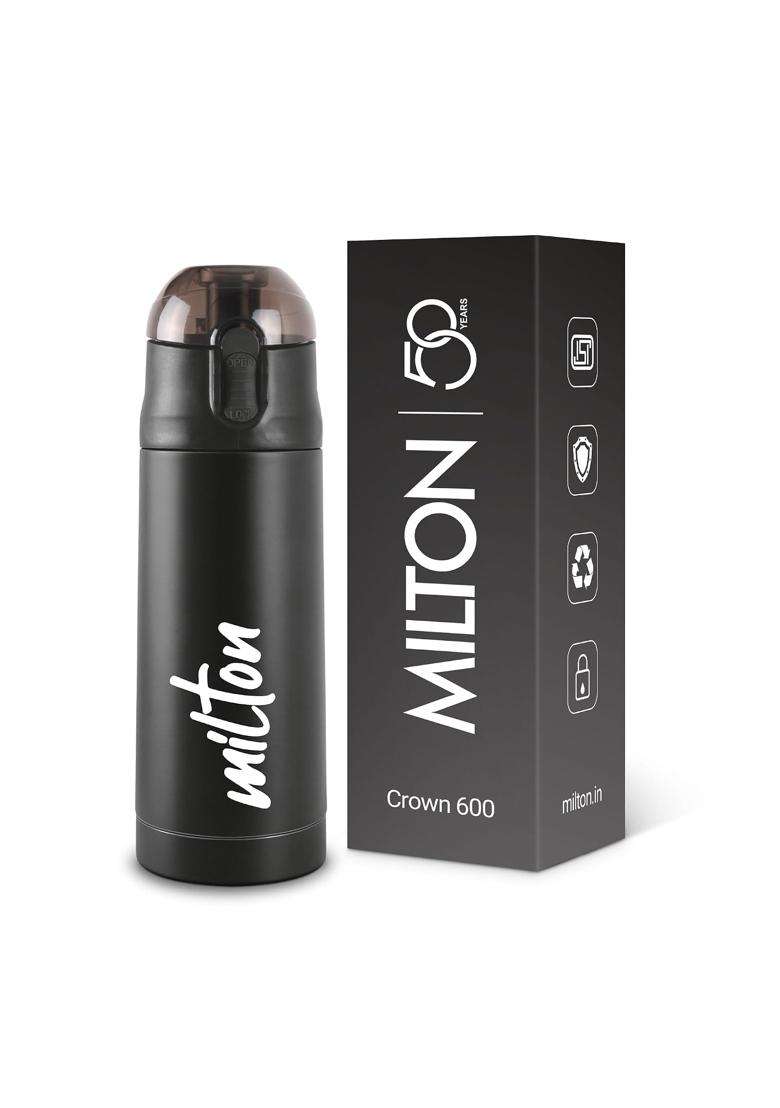 MILTON New Crown 600 Thermosteel Water Bottle with One Touch Safety Lock | 500 ml | 16.9 fl oz | Leak Proof | Insulated - Indya