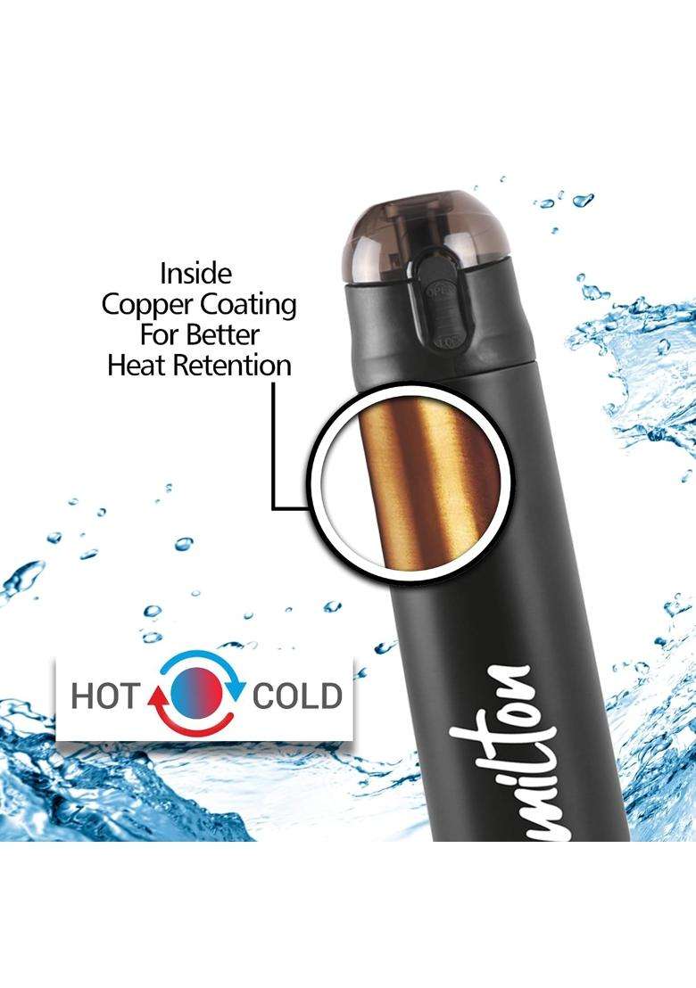MILTON New Crown 600 Thermosteel Water Bottle with One Touch Safety Lock | 500 ml | 16.9 fl oz | Leak Proof | Insulated - Indya
