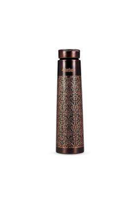 Artarium Antique Floral Design Glossy Finish Ayurveda Inspired Copper Water Bottle Leak | 1 L | 1.1 Qt
