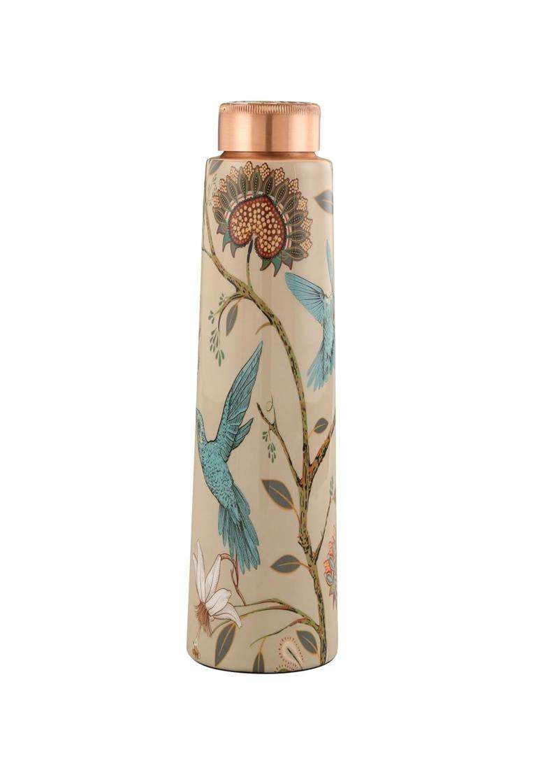 R Ayurveda Copper Copper Bottle with Enamel Print for Better Finish for Gym Yoga Stay Hyderated | 1 L | 1.1 Qt | Leak Proof - Indya