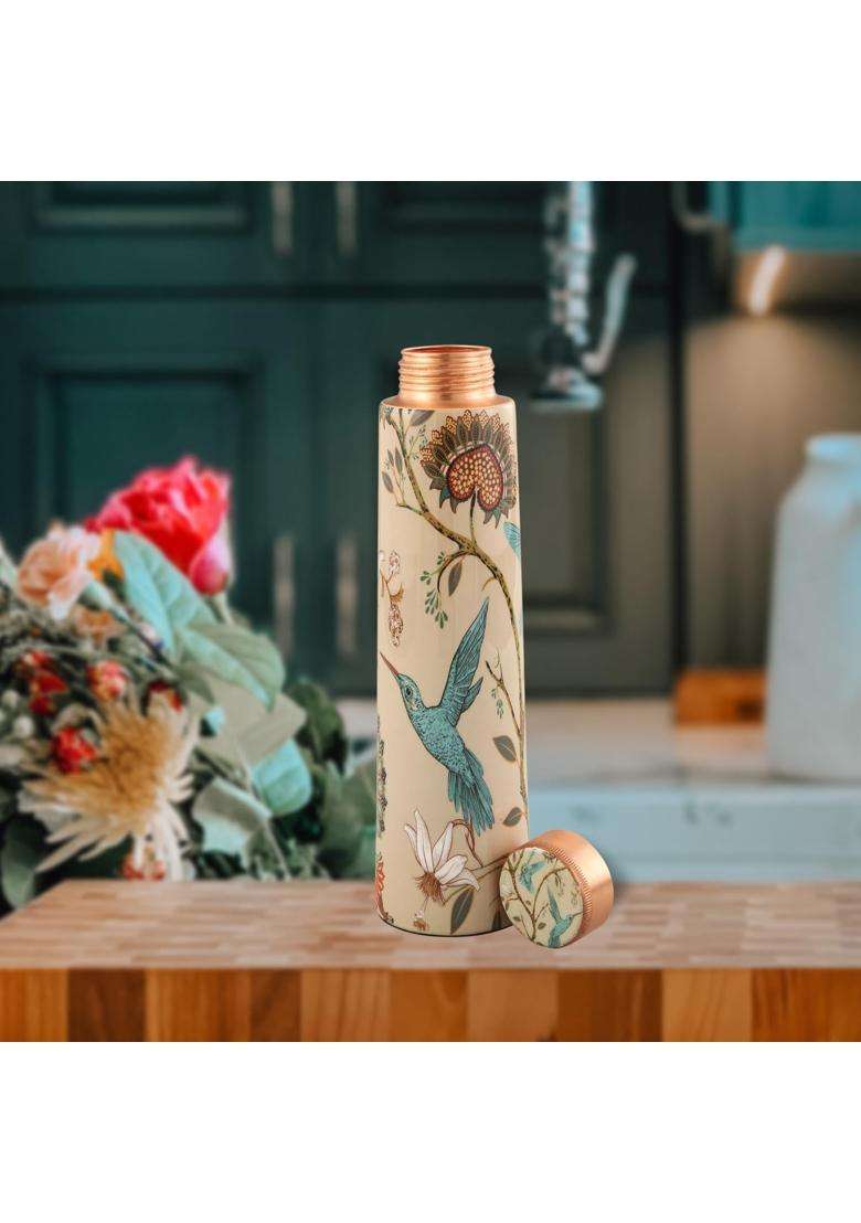 R Ayurveda Copper Copper Bottle with Enamel Print for Better Finish for Gym Yoga Stay Hyderated | 1 L | 1.1 Qt | Leak Proof - Indya
