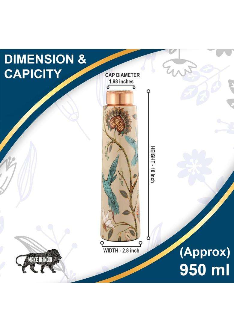 R Ayurveda Copper Copper Bottle with Enamel Print for Better Finish for Gym Yoga Stay Hyderated | 1 L | 1.1 Qt | Leak Proof - Indya