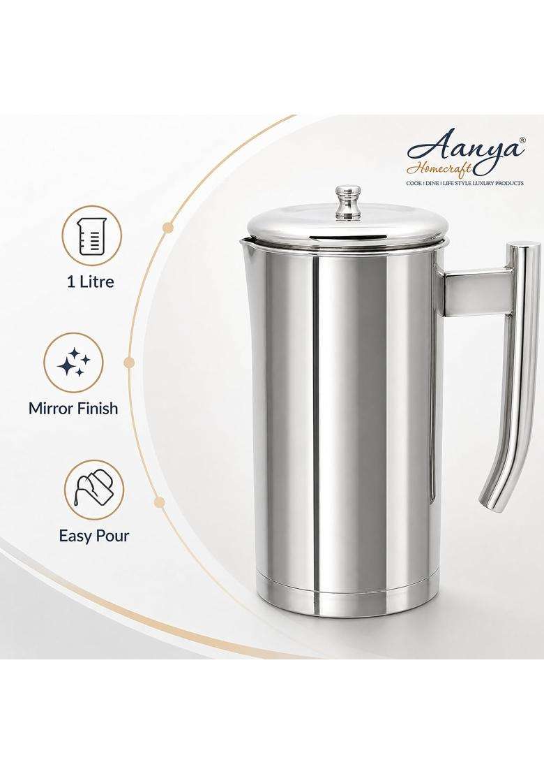 AANYA HOME CRAFT Aanya Homecraft Stainless Steel Jug with Lid | 2 L | 2.1 Qt - Indya