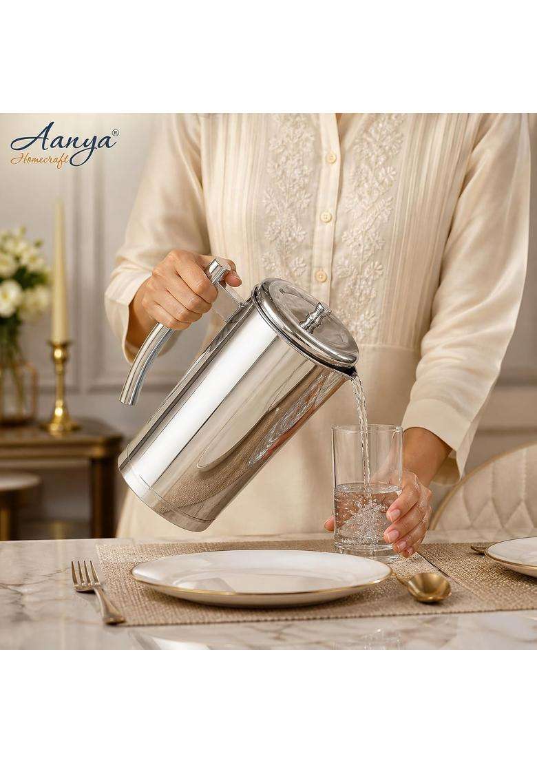 AANYA HOME CRAFT Aanya Homecraft Stainless Steel Jug with Lid | 2 L | 2.1 Qt - Indya