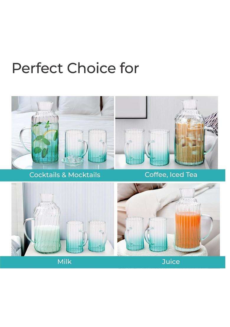 The Better Home Zest Borosilicate Glass Water Jug with Lid | 1.5 L | 1.6 Qt | 2-Piece Set - Indya