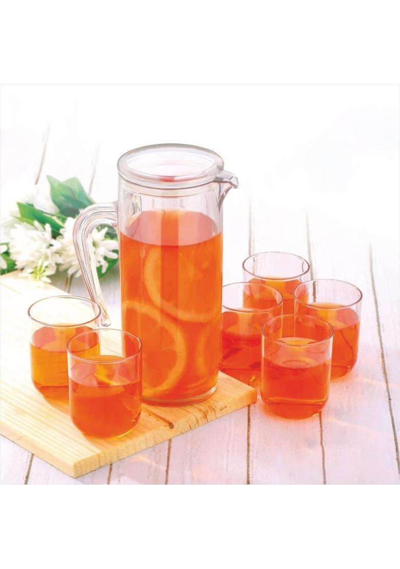 Drumstone Transparent Water Juice Jug-Multipurpose Drinking Beverage Jug with Lid - Indya