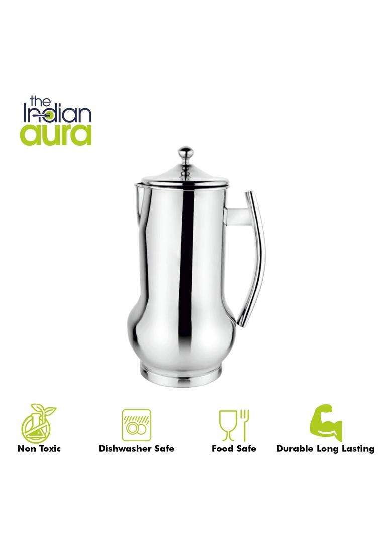 The Indian Aura Stainless Steel Belito Water Jug | 2 L | 2.1 Qt | With Lid | Rust Resistant - Indya