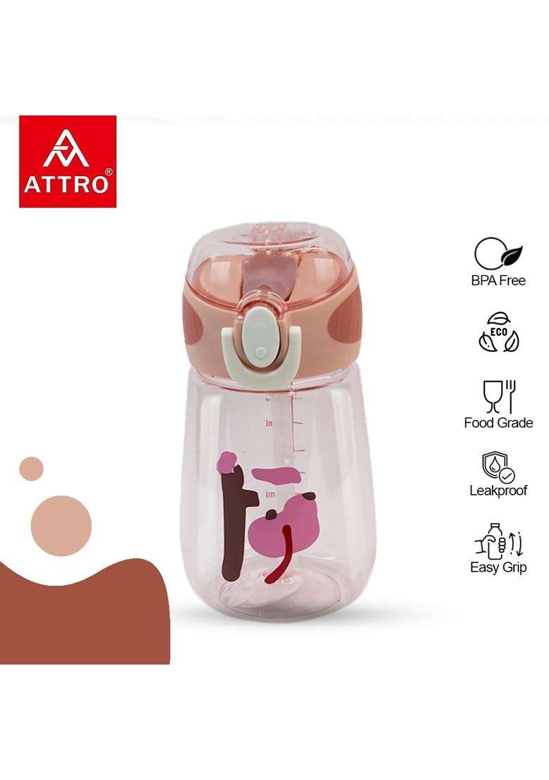 ATTRO Sippy Kids Water Bottle with Fliptop Lid and Straw Kids Bottle ML Mention | 400 ml | 13.5 fl oz | BPA Free | Leak Proof - Indya