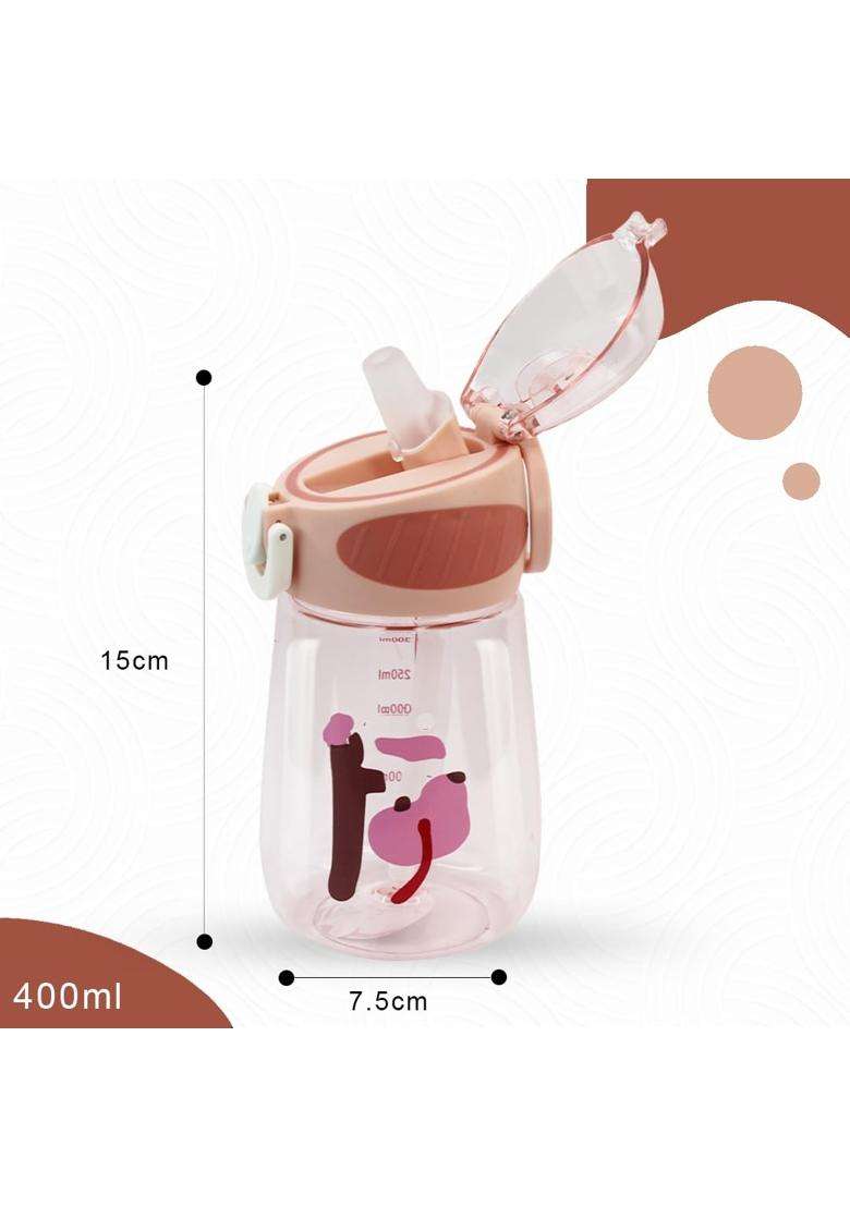 ATTRO Sippy Kids Water Bottle with Fliptop Lid and Straw Kids Bottle ML Mention | 400 ml | 13.5 fl oz | BPA Free | Leak Proof - Indya