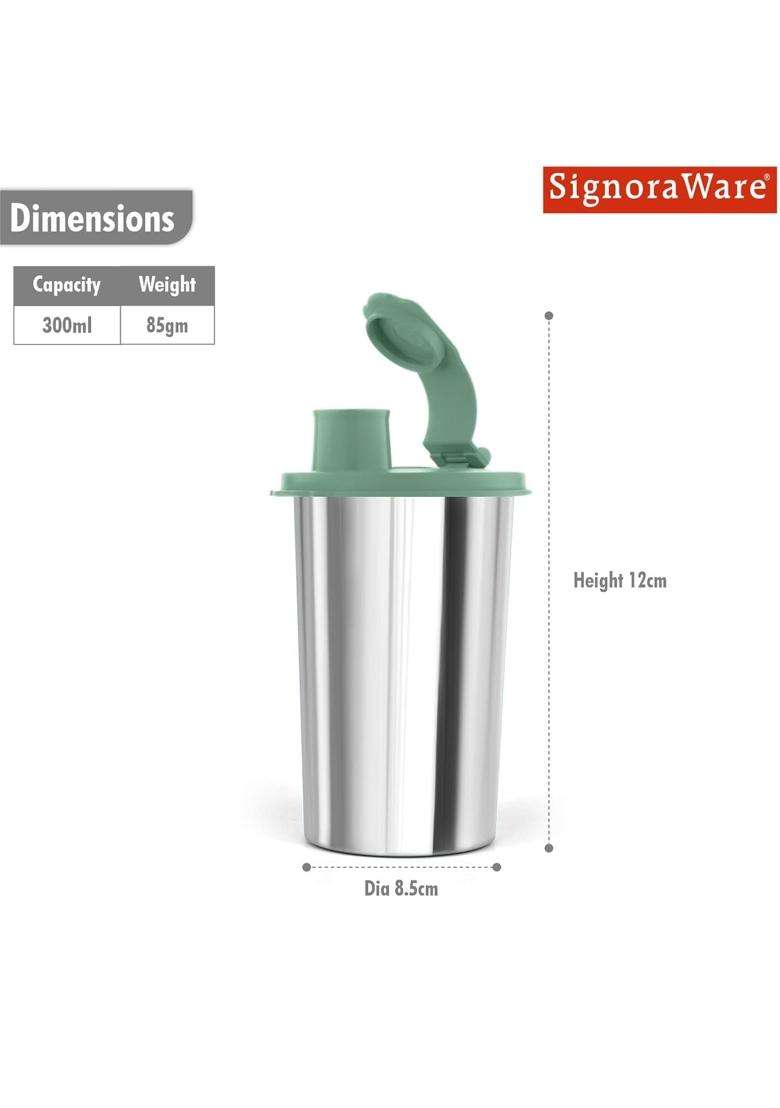 SIGNORA WARE SignoraWare Mini Stylish Stainless Steel Sipper | 300 ml | 10.1 fl oz | Leak Proof - Indya