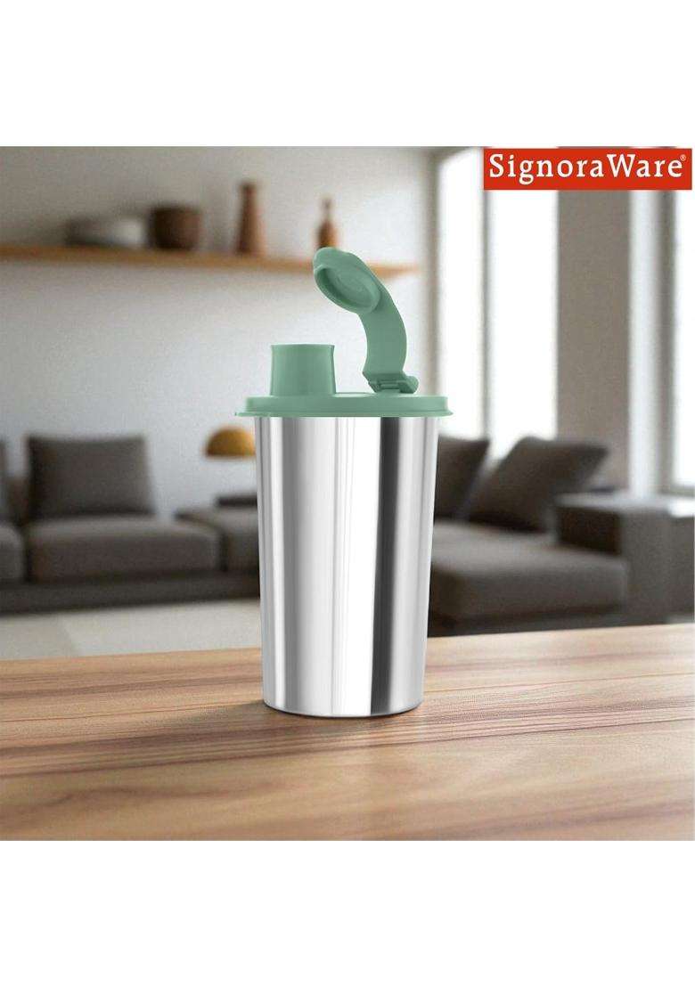 SIGNORA WARE SignoraWare Mini Stylish Stainless Steel Sipper | 300 ml | 10.1 fl oz | Leak Proof - Indya