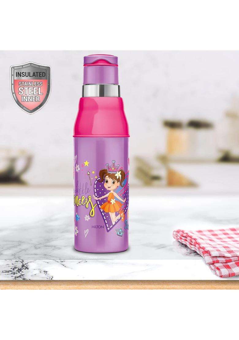 MILTON Kool Steelight 600 Kids Plastic Insulated Water Bottle with Straw | 500 ml | 16.9 fl oz | BPA Free | Leak Proof | Food Safe - Indya