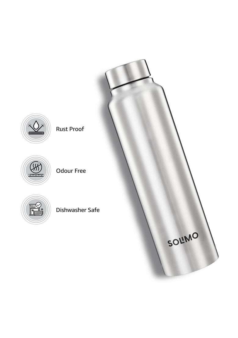 Solimo Amazon Brand Solimo Stainless Steel Water Bottles | 1 L | 1.1 Qt | 6-Piece Set | Food Safe | Rust Resistant - Indya