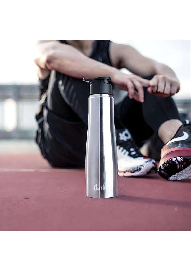 Clazkit Optimus Sporty Stainless Steel Water Bottle | 1000 ml | 33.8 fl oz | BPA Free | Leak Proof | Rust Resistant - Indya