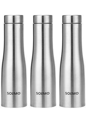 Solimo Amazon Brand Solimo Curved Stainless Steel Water Bottle | 3-Piece Set