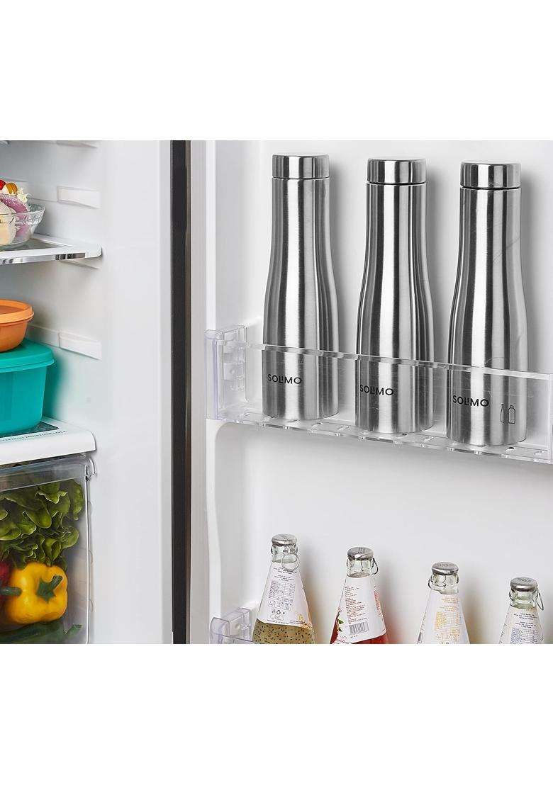Solimo Amazon Brand Solimo Curved Stainless Steel Water Bottle | 3-Piece Set - Indya