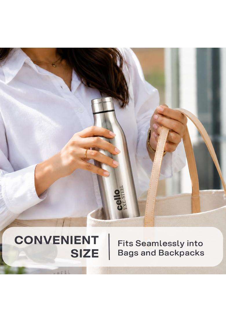 CELLO Frostiva Stainless Steel Water Bottle for Office Silver | 1000 ml | 33.8 fl oz | Leak Proof | Rust Resistant - Indya
