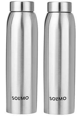 Solimo Amazon Brand Solimo Stainless Steel Water Bottle | 1 L | 1.1 Qt | 2-Piece Set