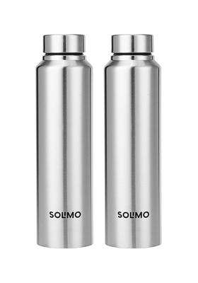 Solimo Amazon Brand Solimo Stainless Steel Water Bottle | 1 L | 1.1 Qt | 2-Piece Set
