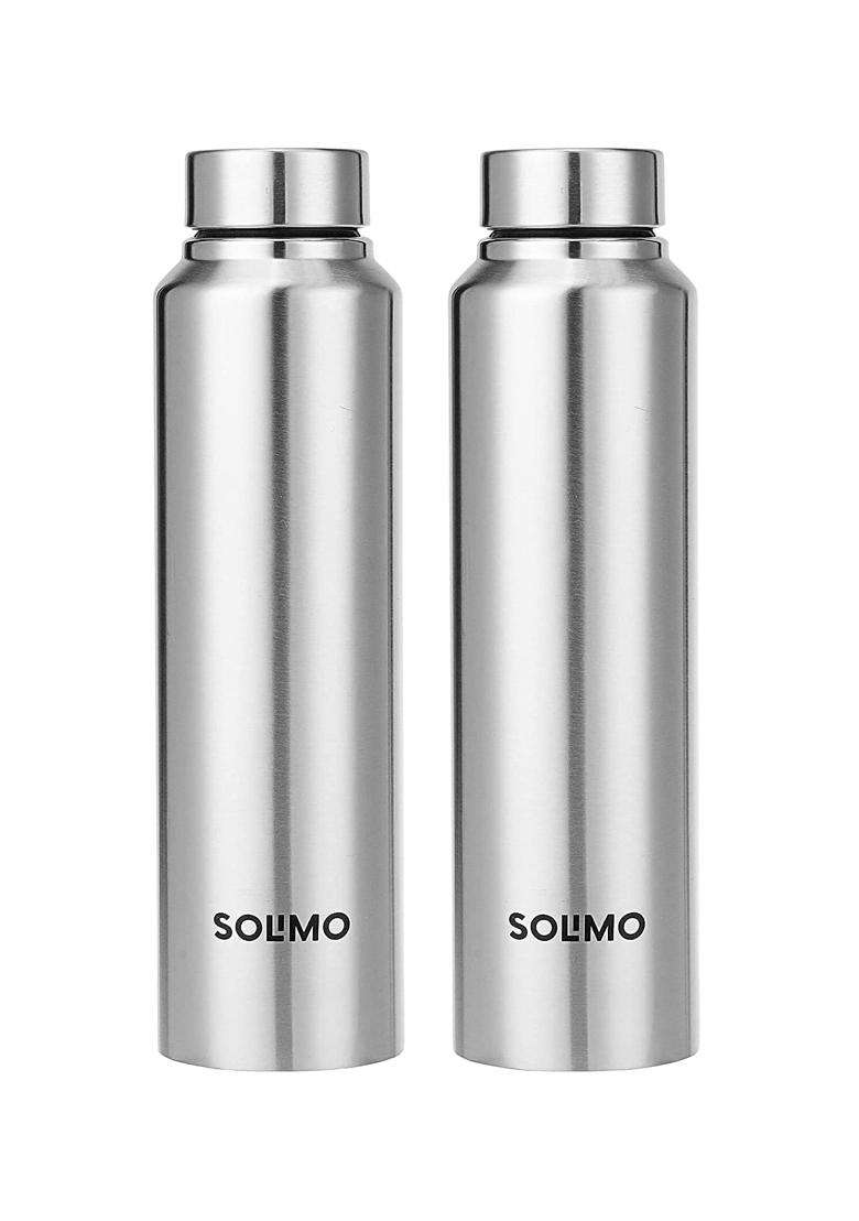 Solimo Amazon Brand Solimo Stainless Steel Water Bottle | 1 L | 1.1 Qt | 2-Piece Set - Indya