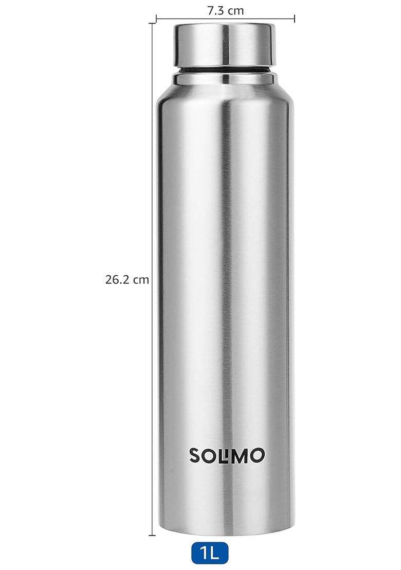 Solimo Amazon Brand Solimo Stainless Steel Water Bottle | 1 L | 1.1 Qt | 2-Piece Set - Indya