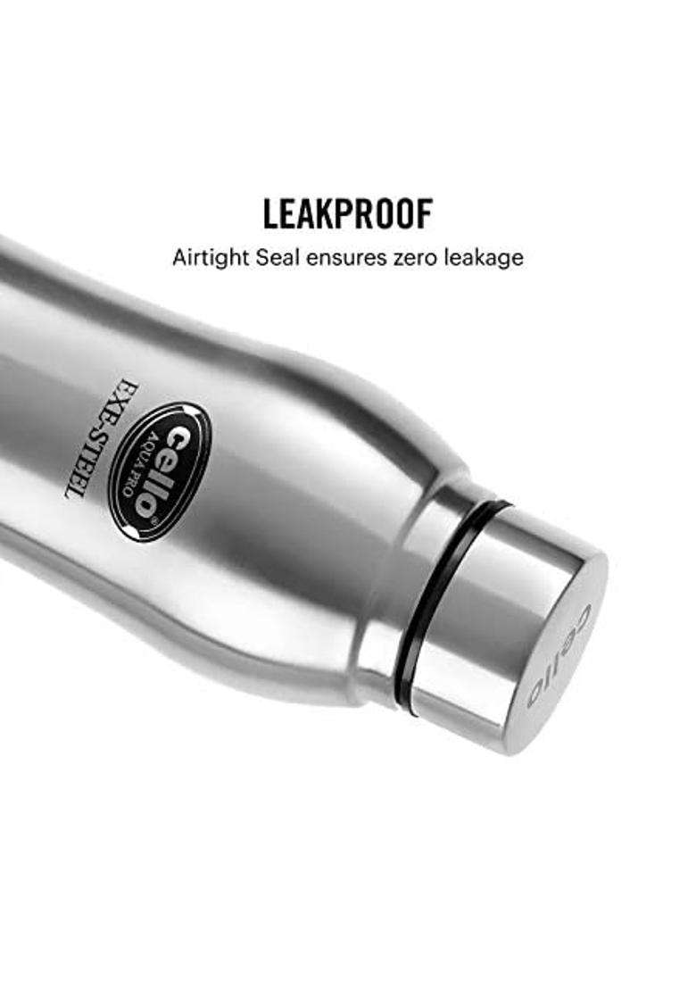 CELLO Aqua Pro Stainless Steel Water Bottle for Office and Daily Use | 1000 ml | 33.8 fl oz | Leak Proof | Rust Resistant - Indya